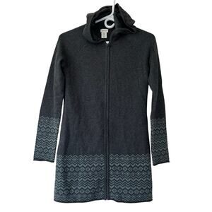 Aspen knit full zip sweater hooded long tunic ski outdoor fall winter cozy  XS